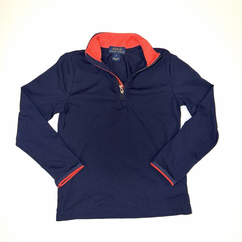 Ralph Lauren Polo Red Navy Quarter Zip Pullover Girls Size 4